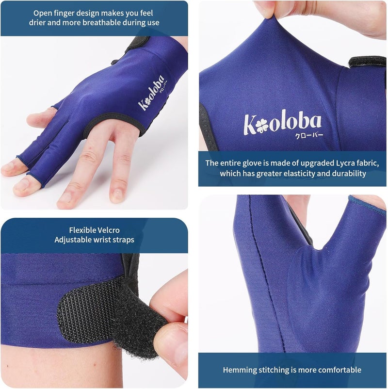 Kooloba Pool Glove for Left Hand - 3 Finger Billiards and Snooker Shooting Glove for Men & Women With Adjustable Velcro - Image 4